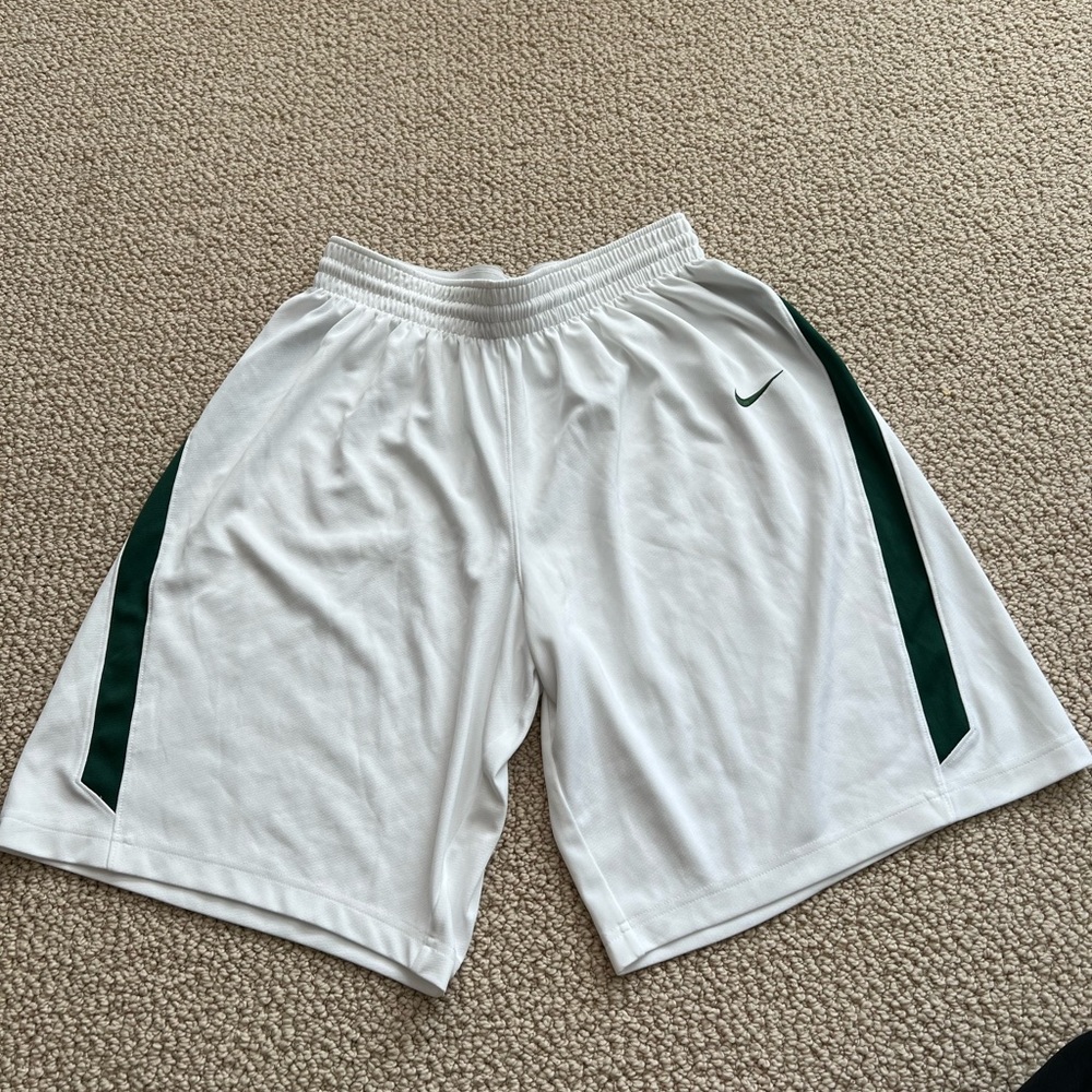 nike white with green stripe basketball shorts. never worn before